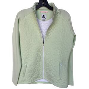 FootJoy Front Zip Quilted Hybrid Golf - Athletic Jacket Green Stripes size M